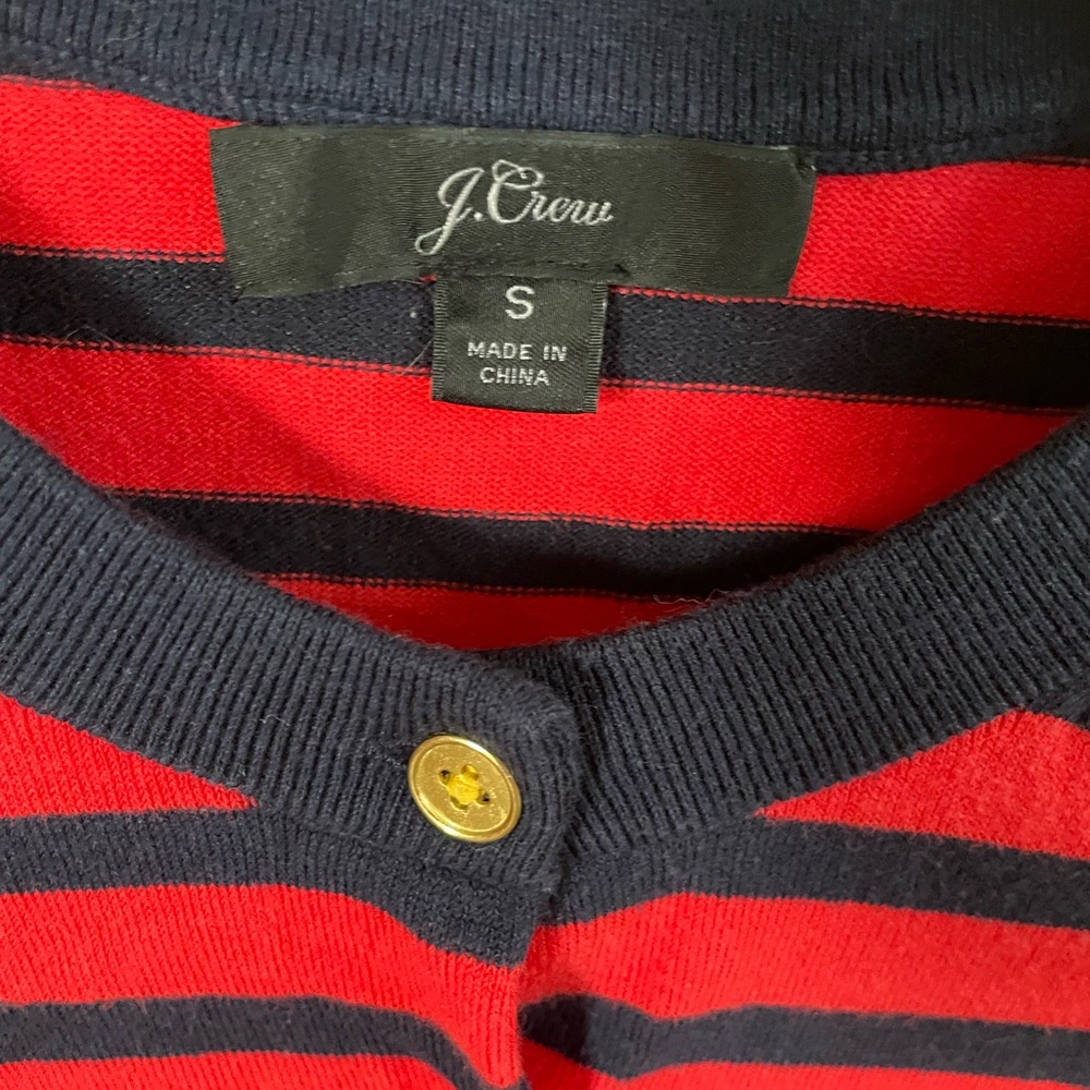J. Crew Red & Navy Striped Button-Front Cardigan Super Preppy!
